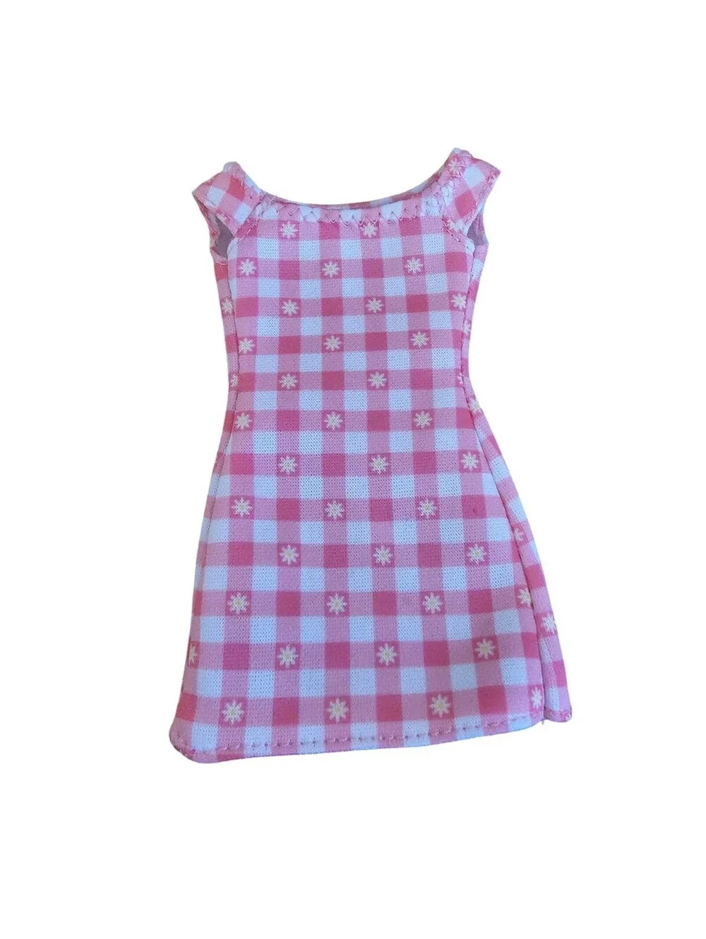 Vintage Mattel Barbie Doll Pink Gingham Sundress Dress Plaid